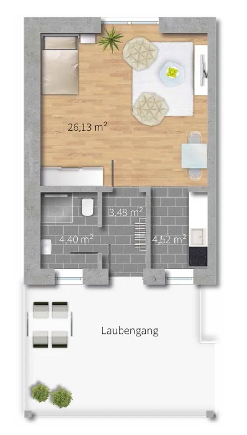 Projekt-Schluchsee MUSTERGRUNDRISS 1-Zimmer-Apartment