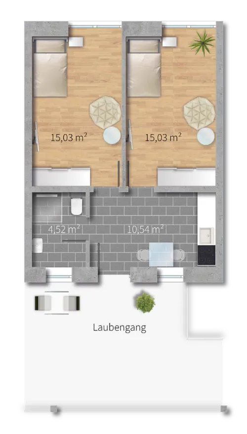 Projekt-Schluchsee MUSTERGRUNDRISS 2-Zimmer-Apartment