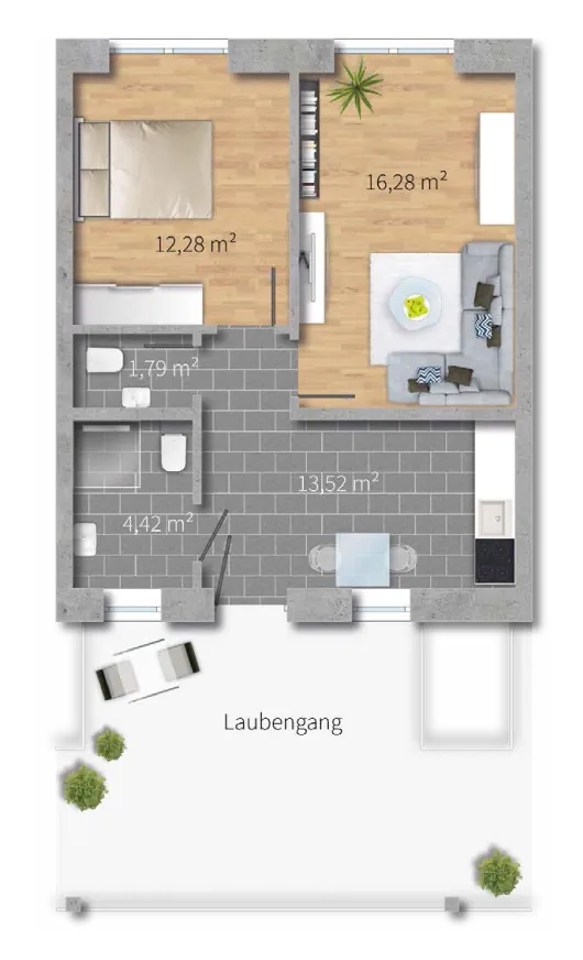 Projekt-Schluchsee MUSTERGRUNDRISS 2-Zimmer-Apartment